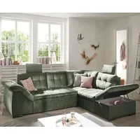 Froschkönig24 Estrella Ecksofa 283 x 217 cm, mit Schlaffunktion und Bettkasten Grün, Ausführung:Links - Grün