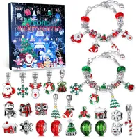 Lucadeau DIY-Adventskalender 2025 Schmuck Adventskalender Kinder - Weihnachtskalender für Mädchen (Geschenkset), Armband Schmuck Weihnachtsgeschenk Mädchen Frauen rot