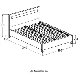 Home Deluxe LED Bett ASTRO 180 x 200 cm - Inkl. Lattenrost I Polsterbett Design Bett inkl. Beleuchtung