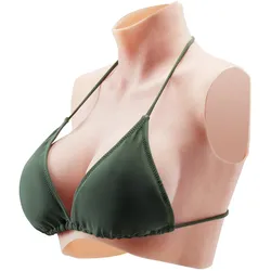VEVOR Gefälschte Silikonbrüste C-Cup mit hohem Kragen für Cosplay Drag Queen