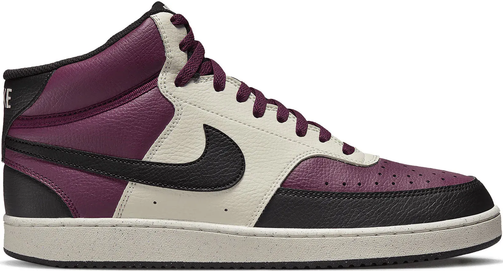 Sneaker NIKE SPORTSWEAR "COURT VISION MID NEXT NATURE", Gr. 43, rot (schwarz, beetroot, schwarz, sail), Synthetik, sportlich, Schuhe, Design auf den Spuren des Air Force 1