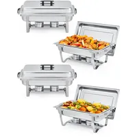 Edelstahl Speisewärmer Rechteckige Warmhalteplatte - Isolierter Buffet-Server, Dicker Edelstahl, korrosionsbeständig, hitzebeständige Griffe, stapelbare Speisebehälter (4PCS, Count, 4)