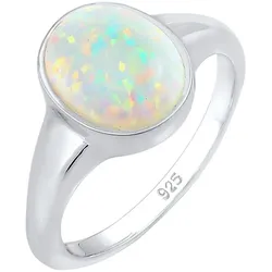 Elli Siegelring Synthetischer Opal Trend 925 Silber 58 Damen 