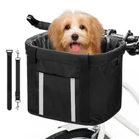 ANZOME Hunde Fahrradkorb, Hundekorb Fahrrad vorne, Abnehmbare Hundetasche für Kleiner Hund-Haustier-Einkaufen-Picknick, mit Lenkeradapter, Kabelbinder, Haustier Sicherheitsgurt, 33 x 22 x 25 cm