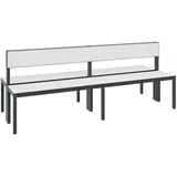 C+P Umkleidesitzbank Basic Plus, Länge 1.960 mm, doppelseitig, mit Rückenlehne, schwarzgrau/weiß