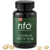 NFO VITAMIN D3 2000 [100 Kapseln] Norwegischer natürlicher hochdosierter Vitamin-D-Komplex 2000 IE (50 μg) In seiner Cholecalciferol-Form ist es +30% wirksamer als D3 Stärkt das Immunsystem