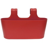 ENGELLAND® ENGELLAND 1 x Blumenkasten zum Auf-Hängen, Farbe: Rot, Blumentopf, oval, Balkon, Übertopf, Pflanzkasten, mit Wasserspeicher/Wasserauffangschale