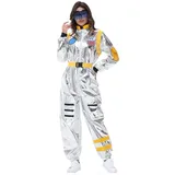 GYHCB Astronauten Kostüm Herren, Astronaut Kostüm Damen, Space Kostüm Herren Weltall Kostüm Jumpsuit für Cosplay Halloween Faschingskostüme