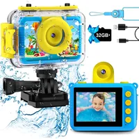 GKTZ Kinderkamera wasserdichte,Unterwasserkamera-1080P Selfie Digitalkamera Fotoapparat für Kinder, Spielzeug für 3-12 Jahre Jungen und Mädchen (Himmelblau)