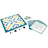 Scrabble Duplicate, jeu de société et de Lettres sur Plateau, Version Anglaise,