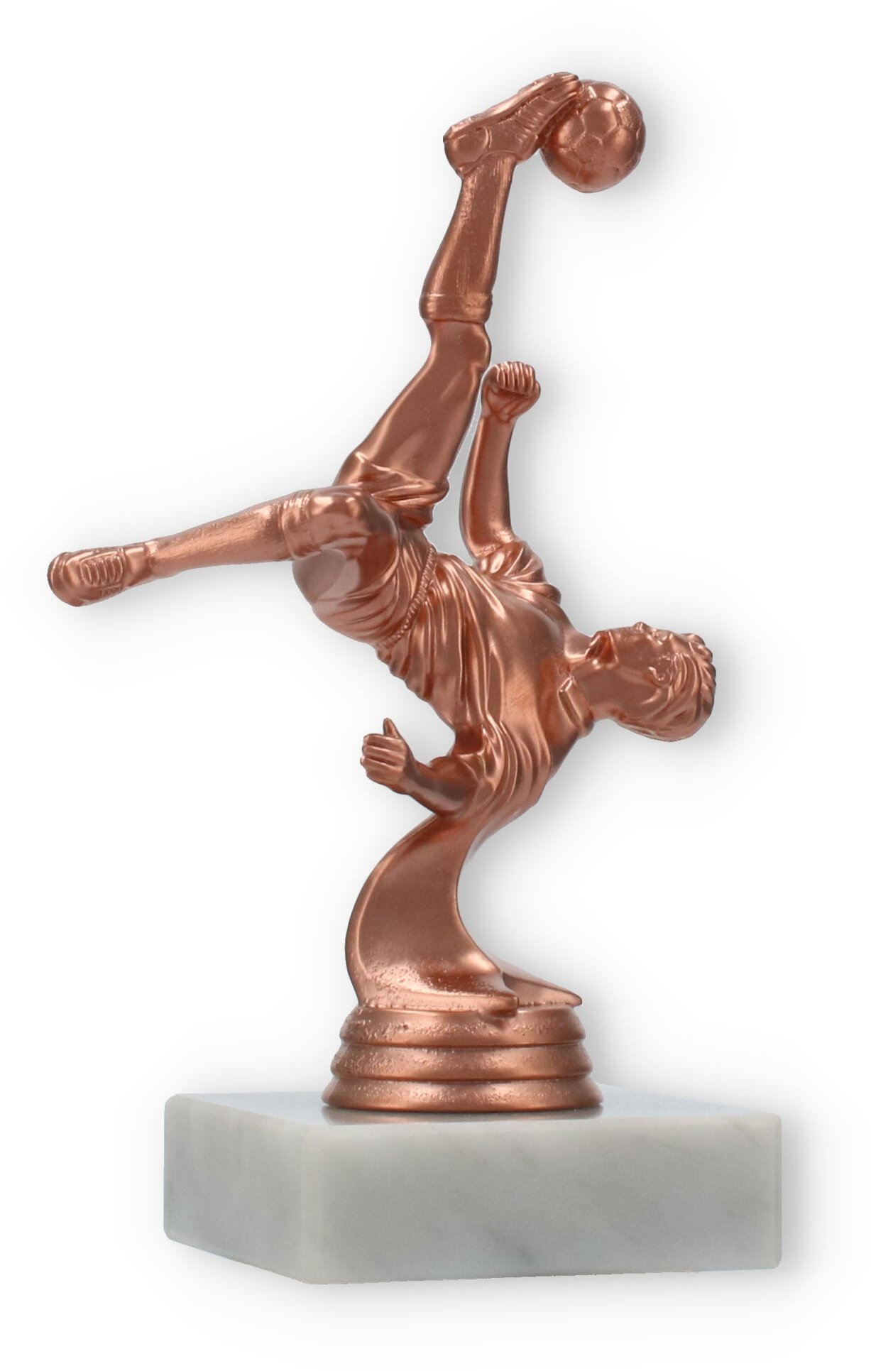 Pokal Kunststofffigur Fallrückzieher bronze auf weißem Marmorsockel 15,6cm
