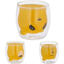 Relaxdays Doppelwandige Gläser Bär 0,3 l Transparent 3 St.