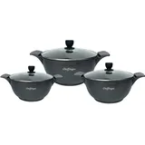 Cheffinger Kochtopfset 20-24-28cm 6-tlg Induktion Alu Guss Geschirr Schwarz