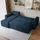 masseno ECKSOFA RAVELO M Blau Velours-Stoff mit Schlaffunktion