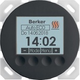 Berker Temperaturregler mit Display, Schließer, mit Zentralstück, zeitgesteuert (schwarz,glänzend)