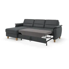 Home Affaire CAVADORE Leder-Ecksofa Palera mit Longchair - Landhaus-Couch mit Federkern, Bettfunktion & Bettkasten, / 244 x 89 x 163 / Leder schwarz,