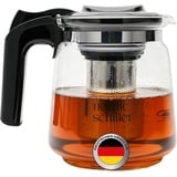 Nordic Schiller Teekanne Premium Teekanne Glas, Hitzebeständig Glaskanne mit Siebeinsatz, 1.5 l, Hitzebeständig Glaskanne mit Deckel, geeignet für Spülmaschine 1.5 l