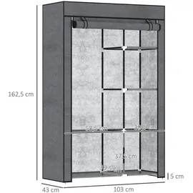 Homcom Kleiderschrank Dunkelgrau, Metall, 103x162.5x43 cm Schlafzimmer, Flur,