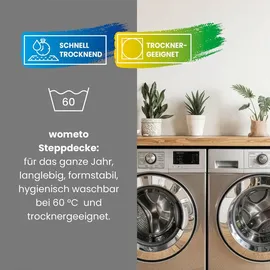 Wometo Steppbett 155x220 Oeko-TEX Wende-Design türkis – hellblau