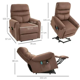 Homcom Fernsehsessel mit Aufstehhilfe Elektrisch Polyester 83 x 110 x 93 cm Braun