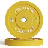ATLETICA Hantelscheiben Color Bumper Plates, Paar, Robust & langlebig, Ø 50 mm, 15 kg, (2-tlg) gelb