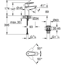 Grohe Start Edge Waschtischarmatur Chrom
