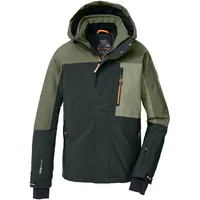 KILLTEC Jungen Skijacke/Funktionsjacke mit Kapuze und Schneefang KSW 200 BYS SKI JCKT, dunkeloliv/olive/sage, 140,