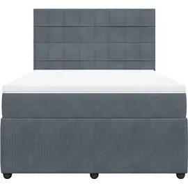 vidaXL Boxspringbett mit Matratze Dunkelgrau 140x200 cm Samt