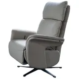 KAWOLA Relaxsessel NAMA Leder 78 x 111 x 86 cm Grau drehbar mit Kopfteil