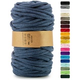 Netuno 1x Makramee Garn Jeansblau 9 mm 50 m Baumwollkordel mit Polyesterkern Dickes Garn Makramee Kordel aus Baumwolle Kordelband Naturkordel Makramee Kordel Makramee Faden Cotton Cord Macrame