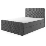 m-punkt GmbH Boxspringbett OXFORD mit Bettkasten 180 x 200 cm Webstoff Anthrazit - versch. Ausführungen
