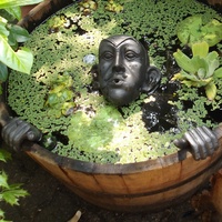 Wasserspeier Gargoyle für Miniteich mit Pumpe 230 Volt braun - Gold als Wasserspiel für die Gartendeko