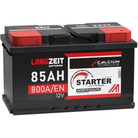 LANGZEIT Autobatterie 85AH 12V 800A/EN Starterbatterie +30% mehr Leistung ersetzt Batterie 80Ah 90Ah