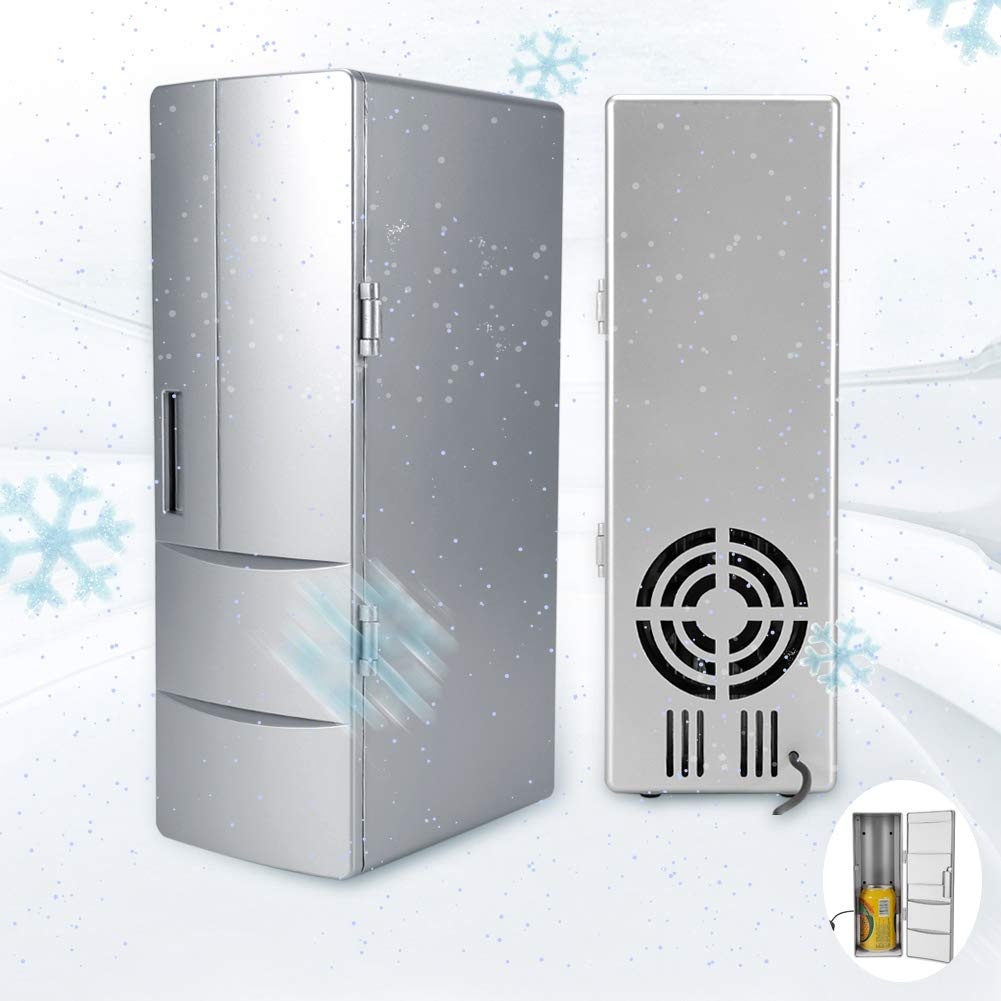 JTLB Kompakter Mini-USB-Kühlschrank mit Gefrierfach, Dosen, Bierkühler, Wärmer, für Reisen, Auto, Büro