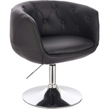 SVITA Panama Retro Loungestuhl Cocktailsessel Schwarz Kunstleder Tellerfuß