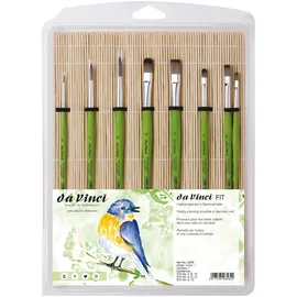 da Vinci da Vinci, FIT Synthetics Hobby- und Schulmalpinsel in Bambusmatte, Pinsel-Set, Universalpinsel, Hobby, Schule, Made in Germany, Größen 2, 6, 10, 4, 8, 12, 6, 12, 0, Grün