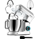 Maltec Planet Küchenmaschine MaltecChef 2200W Knetmaschine Knethaken, 6 Geschwindigkeiten Küchenroboter SILVER 6L