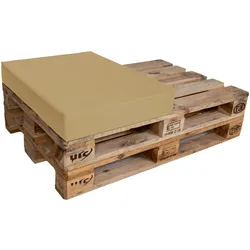 TexDeko Halbes Palettenkissen 60x80x12cm Loungekissen Wasser-& schmutzabweisend, abnehmbarer Bezug mit Reißverschluss, waschbar (Creme)