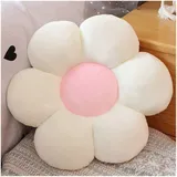 LANFIRE Kissen mit Blumen Bodenkissen Sitzkissen im Innenhof Dekokissen aus Plüsch Sitzkissen (50CM, Weiß)
