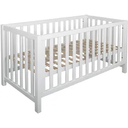 Bubema Nils classic – Babybett aus massiver Buche, umwandelbar in Sofa, inkl. Rollrost