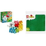 LEGO 10909 DUPLO Classic Mein erster Bauspaß, Bausteine-Box, Konstruktionspielzeug & 10980 DUPLO Bauplatte in Grün, Grundplatte für DUPLO Sets für Kleinkinder, Mädchen und Jungen