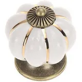 Stück Kürbisgriff-Knöpfe für Schränke und Türen, Möbelknöpfe aus Keramik, Porzellan, Blumenmuster, weiß