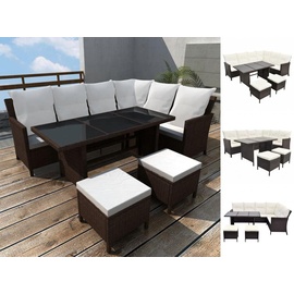 vidaXL Polyrattan Lounge-Set mit Auflagen 4-tlg. braun 43095