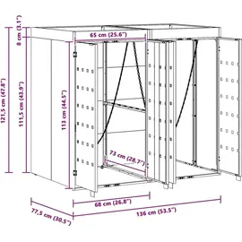 vidaXL Wagenmüllbehälter für 2 Behälter Anthrazit
