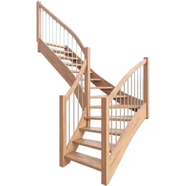 DOLLE Geschosstreppe Orly 234-260 cm Edelstahl/Holz