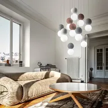 Gea Luce Sfera 10-flg. 10 x G9 10 cm Betonkugeln/Opalglas