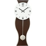 MPM Quality Design Pendeluhr Wanduhr, Helle Wanduhr Holz, hochwertige Verarbeitung aus Holz und Glas, Elegante Wanduhr modern, präziser Quarz-Schrittmotor, große Wanduhr mit Pendel, Wohnzimmeruhren