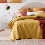 ROOM99 Leila Elegante Tagesdecke in Senf 200 x 220 cm Vielseitige Wohndecke als Bettüberwurf oder Sofaüberwurf Überwurfdecke für Bett und Sofa Steppdecke Stil Ideal als Bedspread
