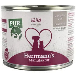 Herrmann's Kreativ-Mix Reinfleisch 200 Gramm Hundenassfutter 12 x 200 Gramm Wild