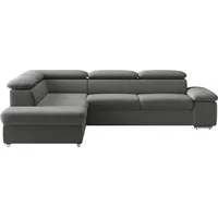 sit&more Ecksofa Valantine L-Form, B: 272 cm, mit Arm- & Kopfteilverstellung, optional mit Bettfunktion grau